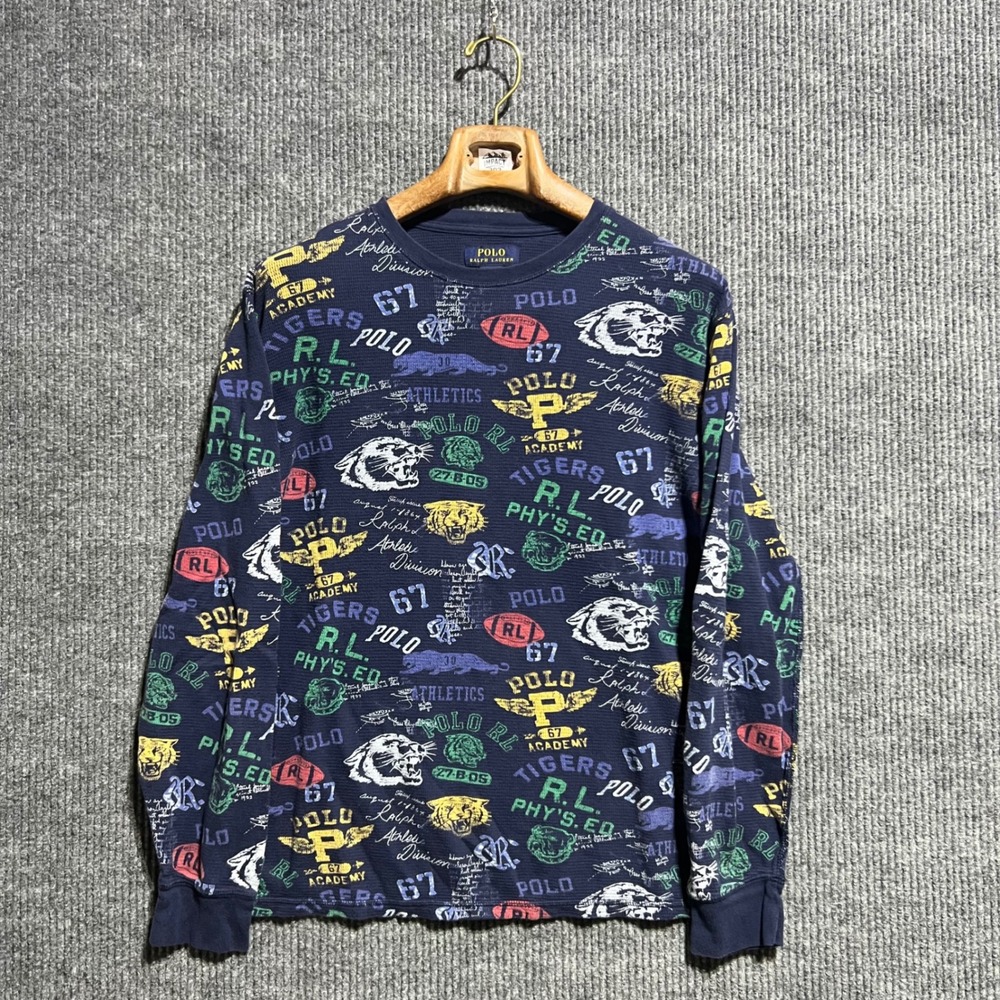 Polo Ralph Lauren Sleepwear Mens Large Navy Blue Collegiate All‎ Over Print Top